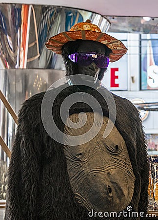 Cool monkey gorilla mannequin in a sales shop Bangkok Thailand Stock Photo