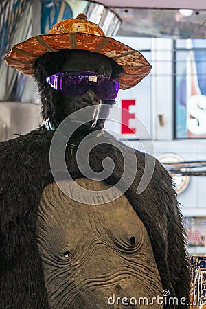 Cool monkey gorilla mannequin in a sales shop Bangkok Thailand Editorial Stock Photo