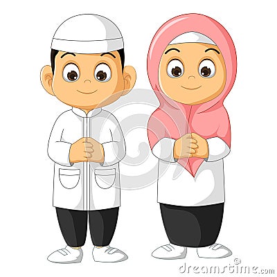 Muslim Couple People Cartoon Isolated Vector Illustration