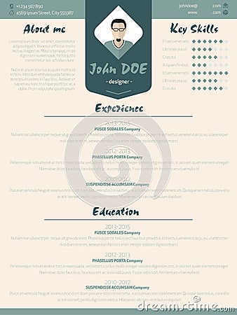 Cool new modern resume curriculum vitae template with design elements Vector Illustration