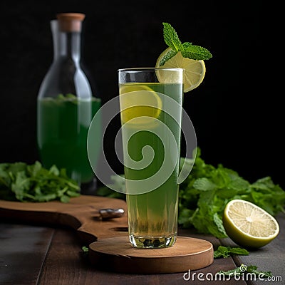 Tangy and Spicy Jal Jeera with Fresh Mint Stock Photo
