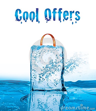 Cool offers for winter sale with icy effect Stock Photo