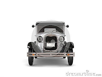 Cool oldtimer silver vintage car - front view Stock Photo