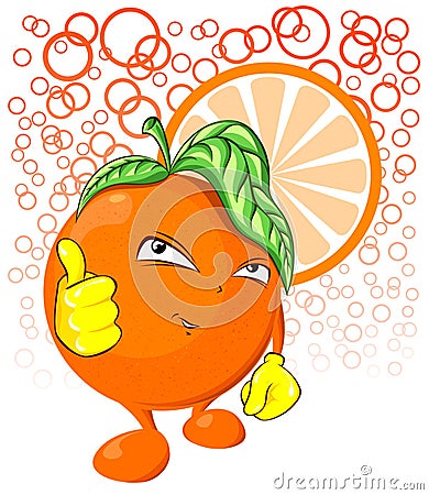 Cool orange fruit character Vector Illustration