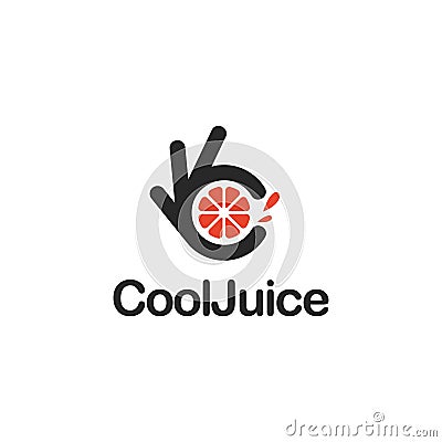 Cool orange fruit juice icon. Ok symbol, Okay vector logo, high quality Vector Illustration