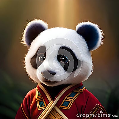 Cool panda illustration - ai generated image Cartoon Illustration