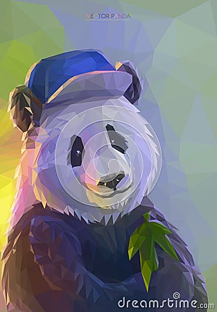 Cool panda rapper in polygonal style Vector Illustration