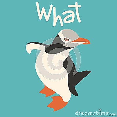 Cool penguin vector illustration flat style front Vector Illustration