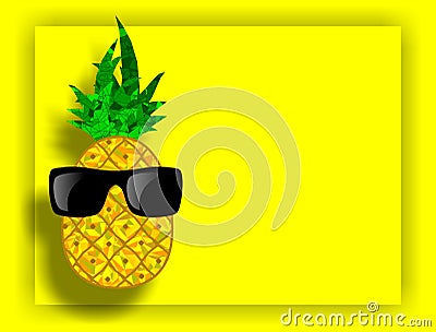 Cool Pineapple cartoon with sunglasses backgound illustration Cartoon Illustration