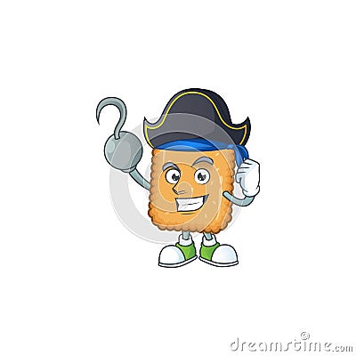 Cool pirate of biscuit cartoon design style with one hook hand Vector Illustration