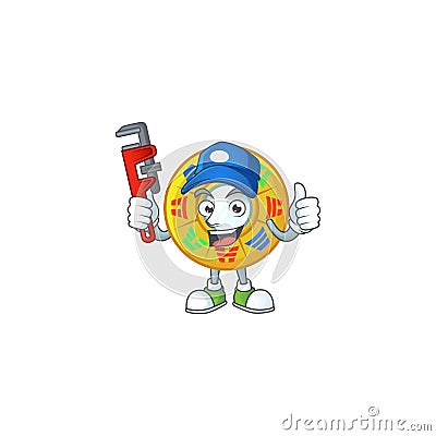 Cool Plumber chinese circle feng shui on mascot picture style Vector Illustration