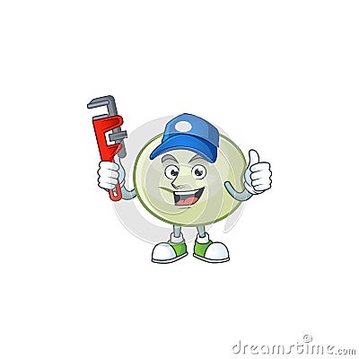 Cool Plumber green hoppang on mascot picture style Vector Illustration