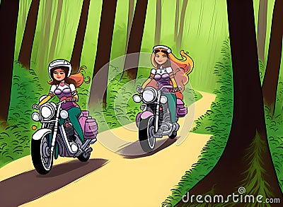 Cool Princess on Motorcycle, Generative AI Illustration Stock Photo