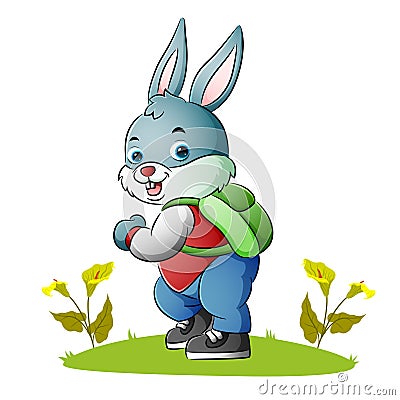 The cool rabbit is going to school Vector Illustration