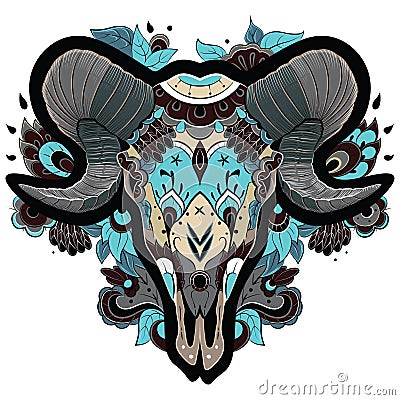 Cool Ram Skull Vector Illustration