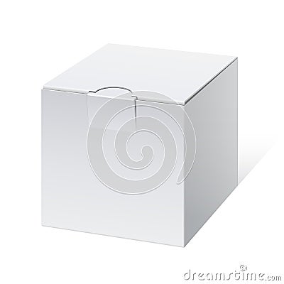 Cool Realistic White Package cube Box Vector Illustration