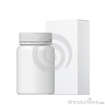 Cool Realistic White plastic bottle. Product Packing Cosmetic, medicine. Vector Illustration