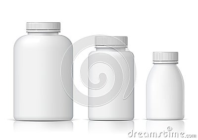 Cool Realistic White plastic bottle set. Vector Illustration