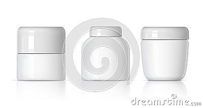 Cool Realistic White plastic bottle set. Product Packing Vector Illustration
