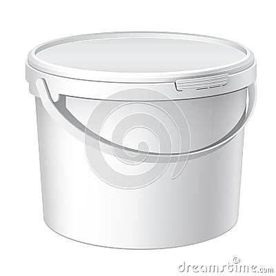 Cool Realistic White plastic bucket. Vector Vector Illustration