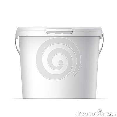 Cool Realistic White plastic bucket. Vector Vector Illustration