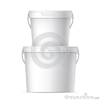 Cool Realistic White plastic bucket. Vector Vector Illustration