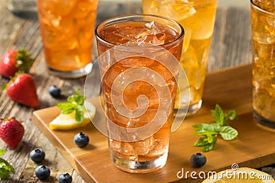 Cool Refreshing Flavored Berry Iced Teas Stock Photo