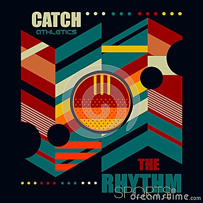 Catch the rhythm logo cool sporty illustration trend tee graphic wall art fashion home textile postcard print sticker design Vector Illustration