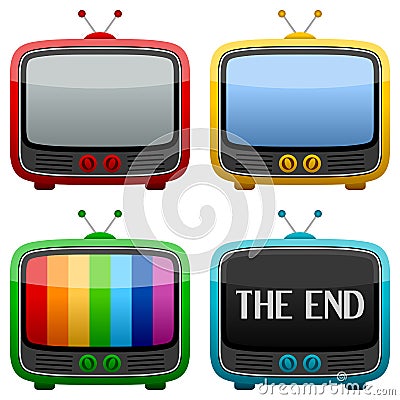 Cool Retro Television Set Vector Illustration