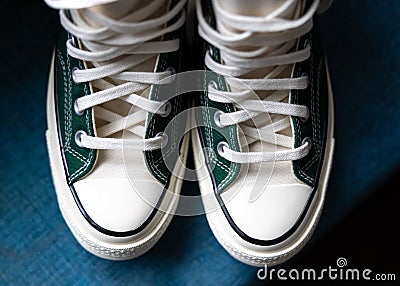 Cool retro wedding trainers with laces and rubber toe caps Stock Photo