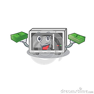 Cool rich microwave character having money on hands Vector Illustration