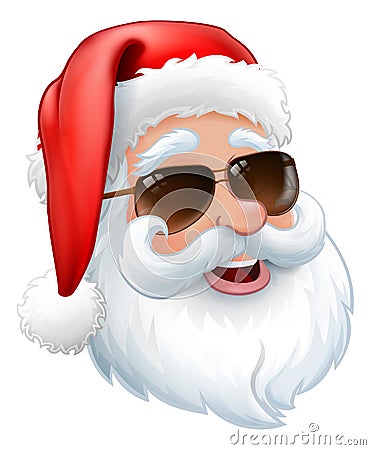 Cool Santa in Sunglasses Shades Christmas Cartoon Vector Illustration