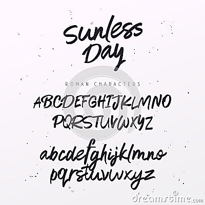 Script Font. Brush painted letters. Vector hand drawn alphabet Vector Illustration