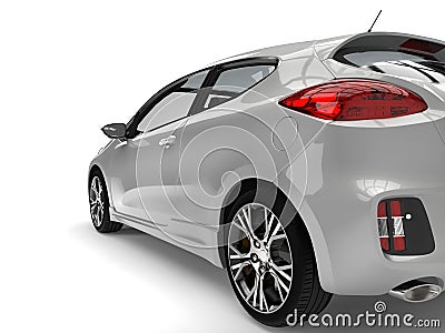 Cool silver metallic modern e-car - rear wheel closeup shot Stock Photo