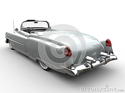 Cool silver oldtimer car - rear view Stock Photo