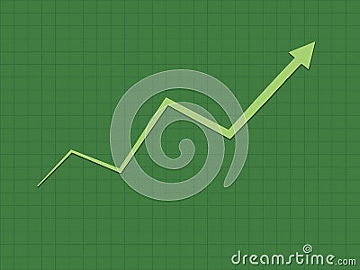 A cool and simple green upward trend growth for success chart for business and financial progress with zigzag line Vector Illustration