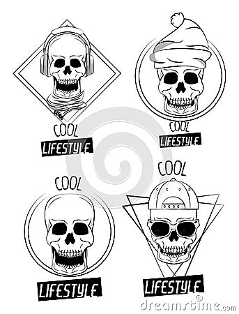 Cool skull print for tshirt Vector Illustration