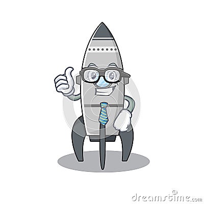 Cool and smart Businessman rocket wearing glasses Vector Illustration