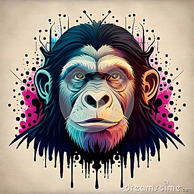 Cool chimpanzee illustration - ai generated image Cartoon Illustration
