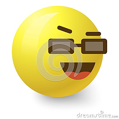 Cool smiley icon, cartoon style Vector Illustration