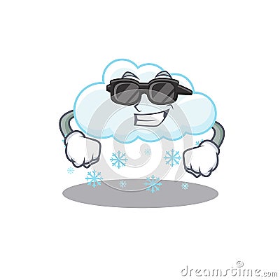 Cool snowy cloud cartoon character wearing expensive black glasses Vector Illustration