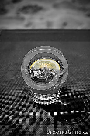 Cool Soda, Water, Tonic or Votka with Lemon and Ice Stock Photo