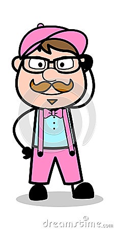 Cool Specs - Retro Delivery Man Vendor Vector Illustration Stock Photo