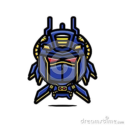 Cool and spooky robot cartoon character in blue Vector Illustration