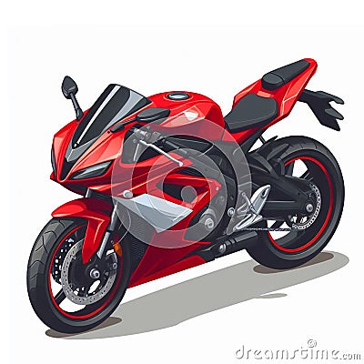 Cool sports motorbike, illustration in the form of an isometric object presented on a white background 8 Cartoon Illustration