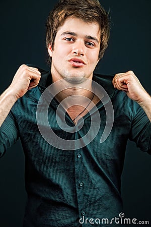 Cool stylish trendy man with nice shirt Stock Photo