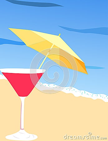 Cool summer drink beach holidays poster Vector Illustration