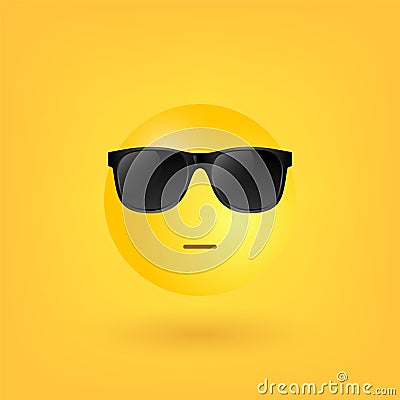 Cool sunglasses emoticon isolated on white background. Emoji 3d design for social media, web, print, apps. Vector Vector Illustration