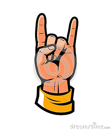 Cool symbol. Hand in rock sign vector illustration Vector Illustration