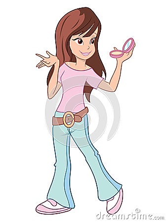 Cool teenage girl with makeup Vector Illustration